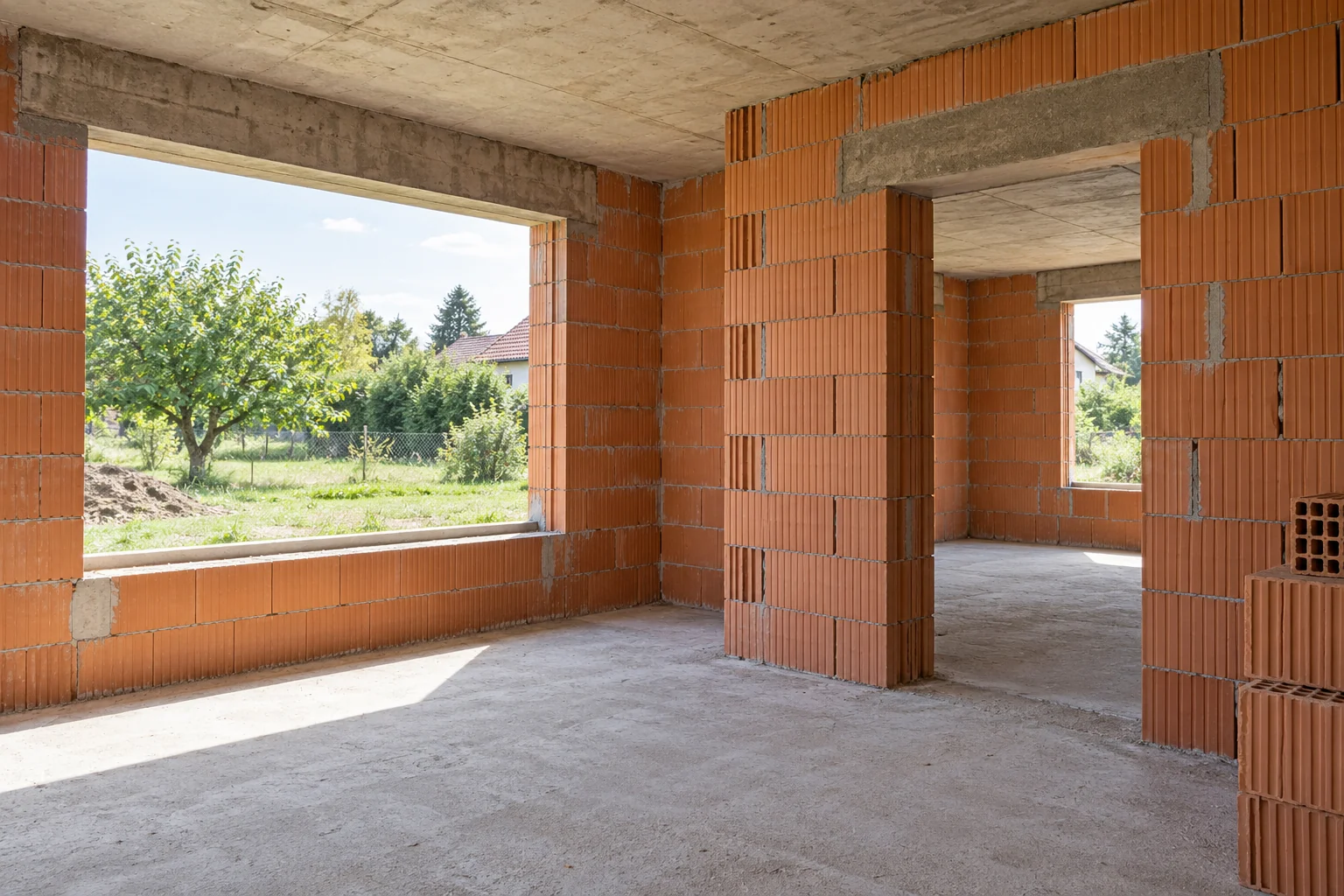 Hrubá stavba domu z keramických bloků